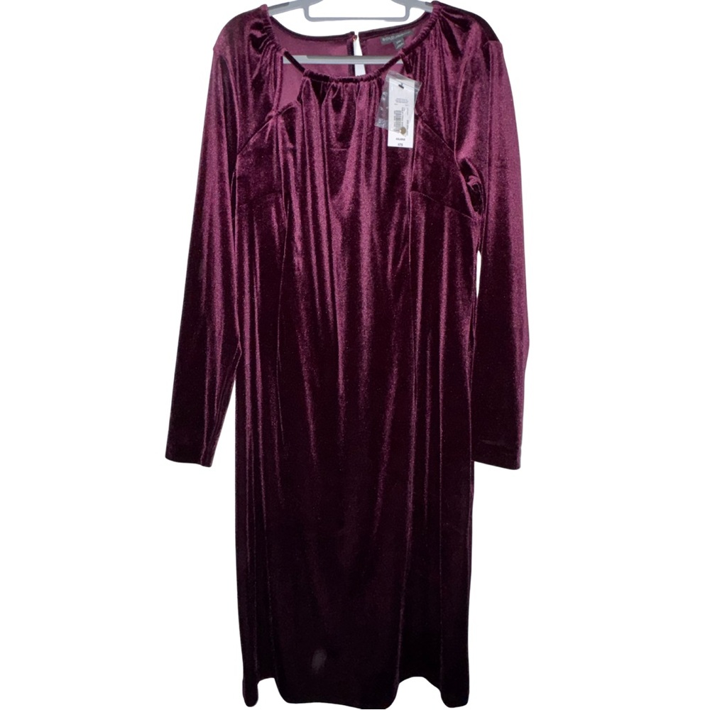 BOLD elements Velvet Long Sleeve Dress in California Wine